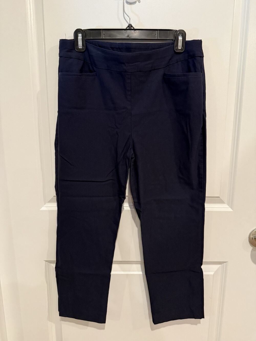 Chicos Navy Pants Womens Crop Staple Career Lounge Dressy Casual Stretch Sz 8